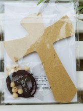 kit de loisir créatif chrétien : croix illustrée et dizainier à réaliser soi même